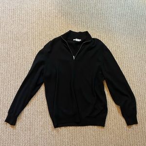 Zegna Black Wool Zip Up Sweater Size M Italy
